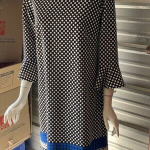 BLACK, BLUE AND WHITE POLKA DOT DRESS